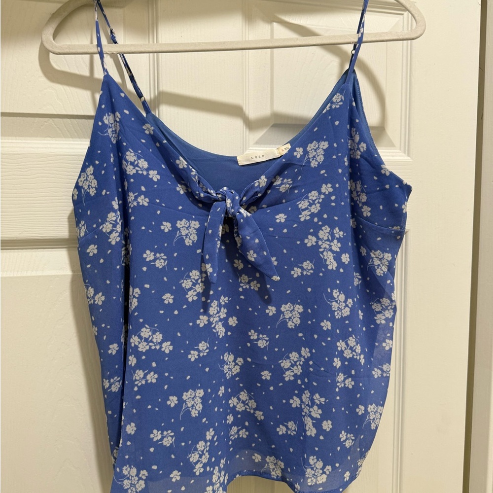 Lush Blue Floral Tie-Front Cami
